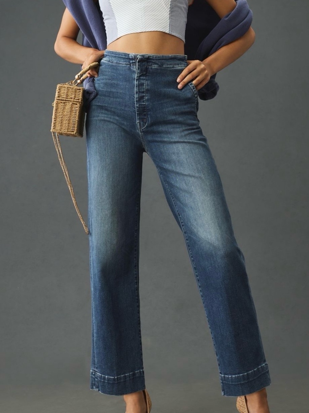 MOTHER THE CINCH GREASER ANKLE High-Rise Wide leg Jean size 33 EUC